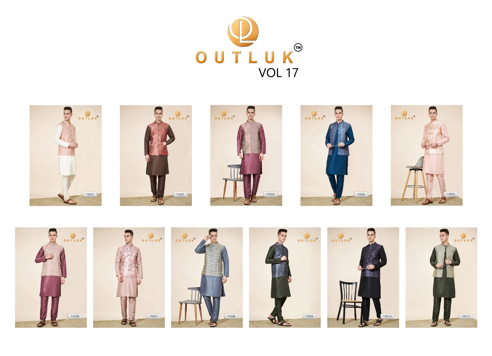 Outluk Wedding Collection Vol 17 Pure Silk Wholesale Modi Jacket Kurta Pajama Catalog